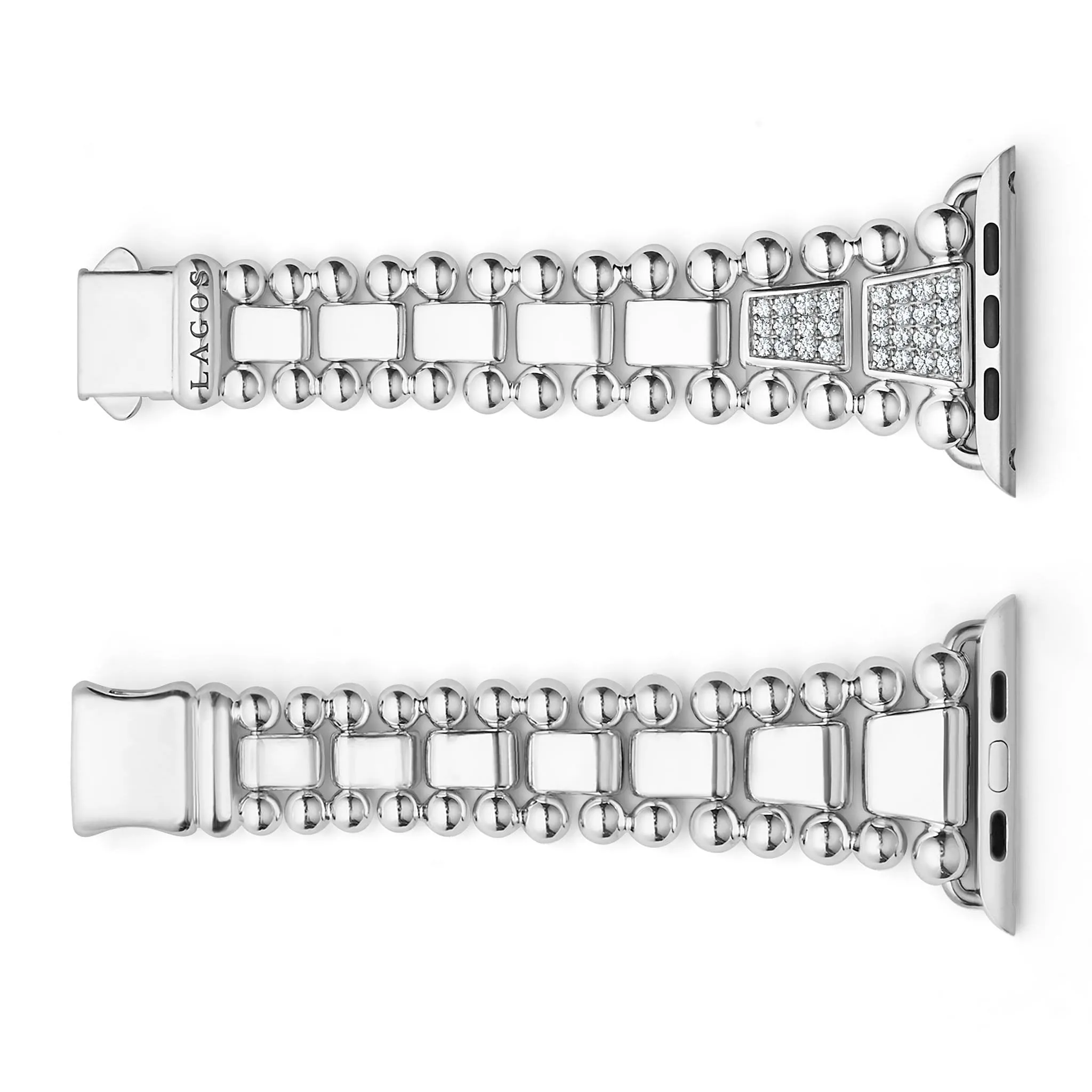 Smart Caviar Sterling Silver Half Diamond Watch Bracelet-42-49mm