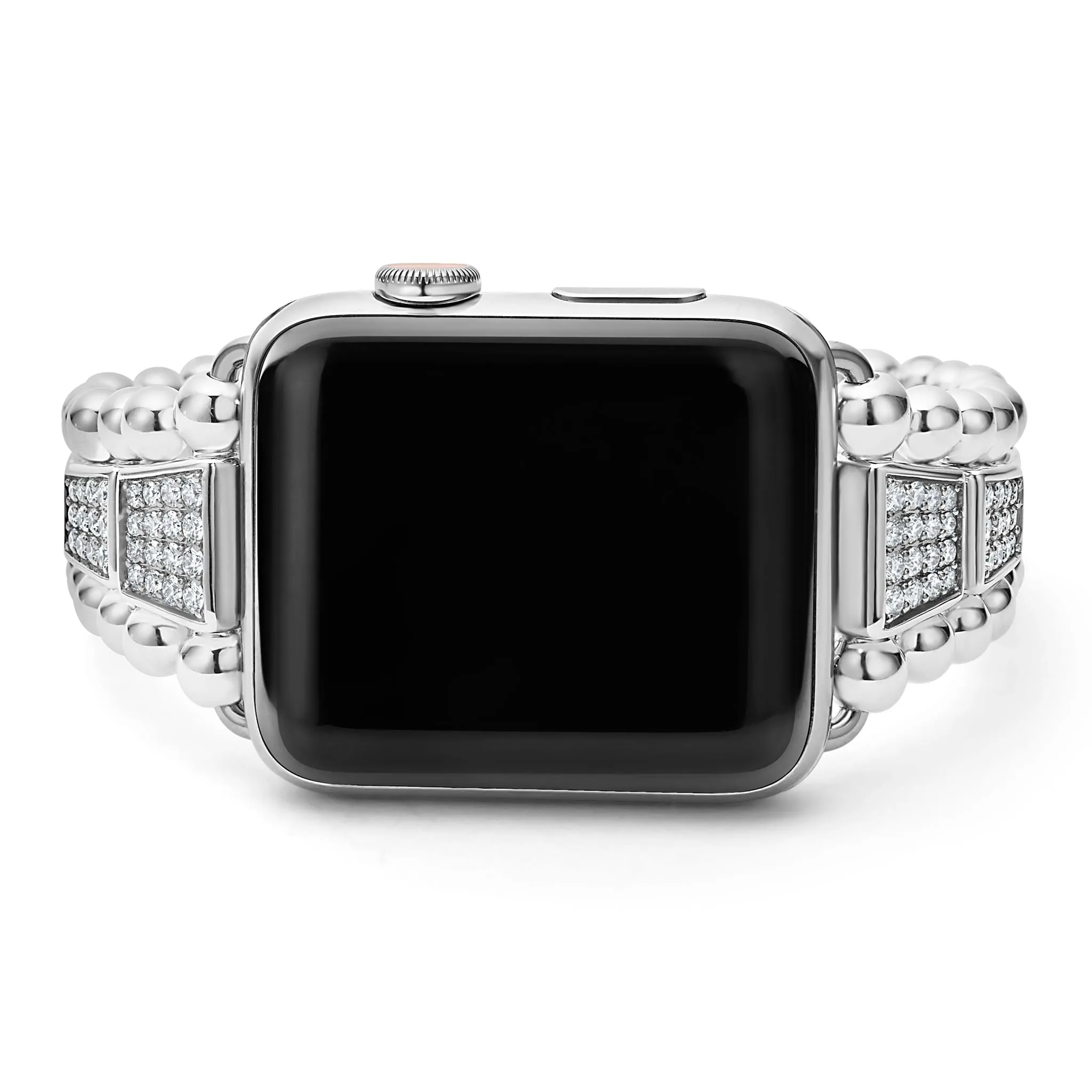 Smart Caviar Sterling Silver Half Diamond Watch Bracelet-42-49mm