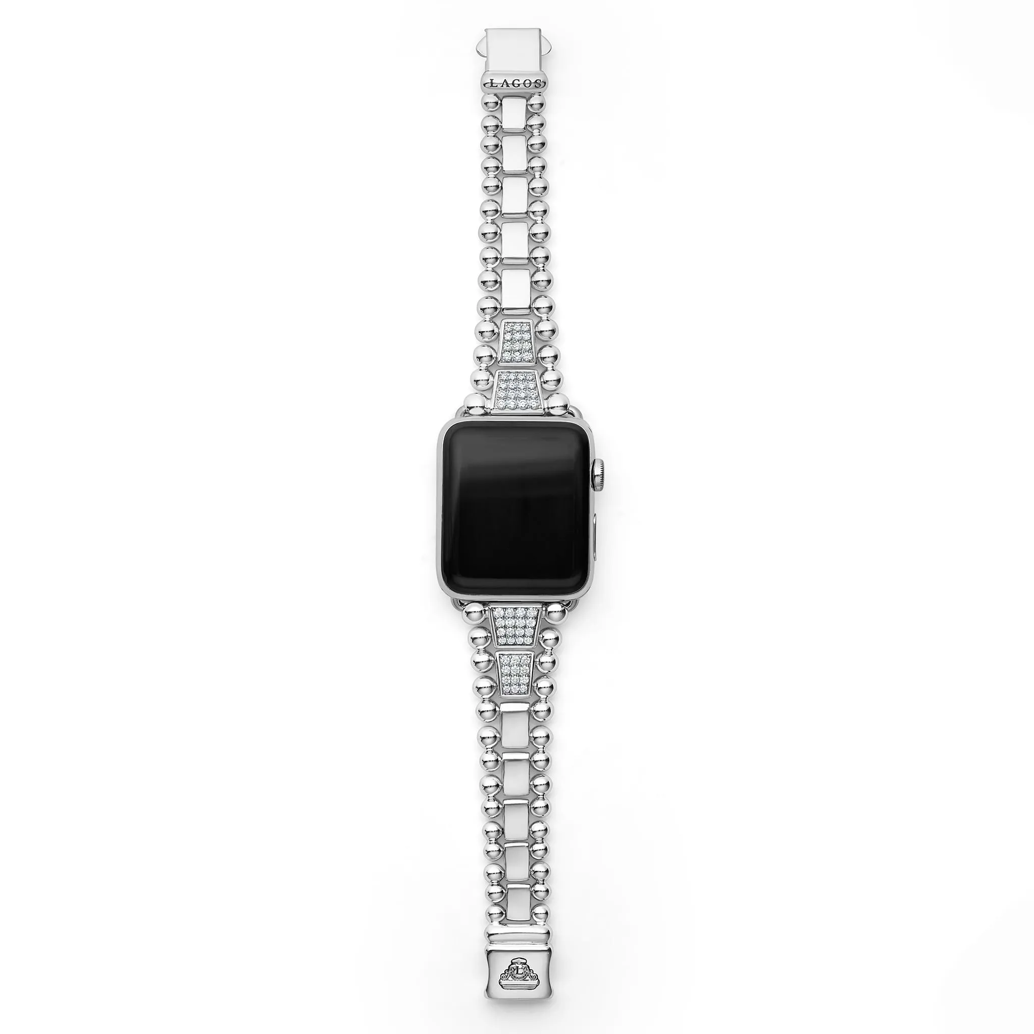 Smart Caviar Sterling Silver Half Diamond Watch Bracelet-42-49mm