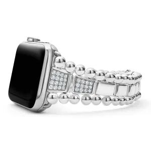 Smart Caviar Sterling Silver Half Diamond Watch Bracelet-42-49mm