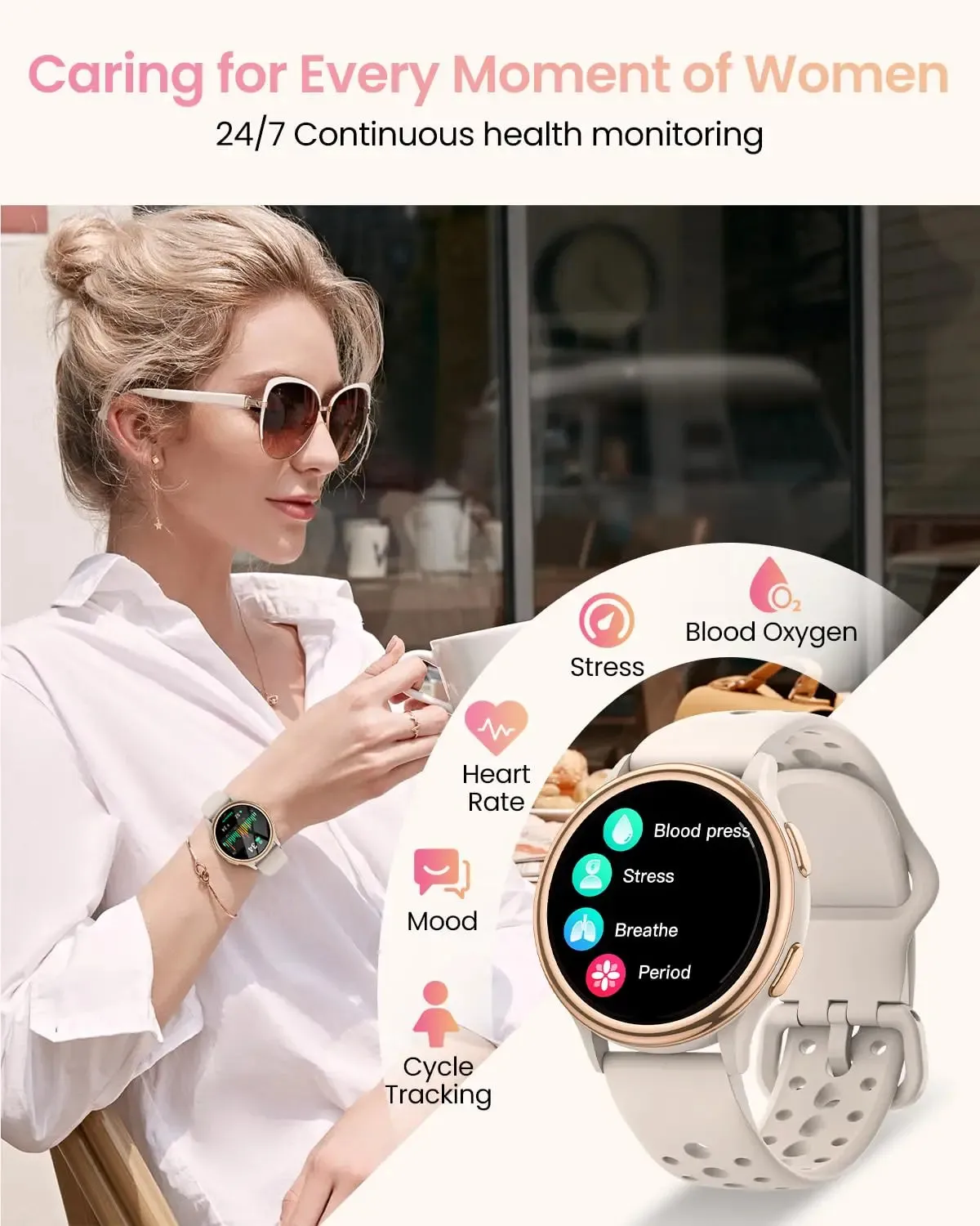 Smart Watches for Women [400 Watch Faces/Calls/Female Health], 1.27" Fitness Tracker Smartwatch for iPhone ＆ Android, Activity T