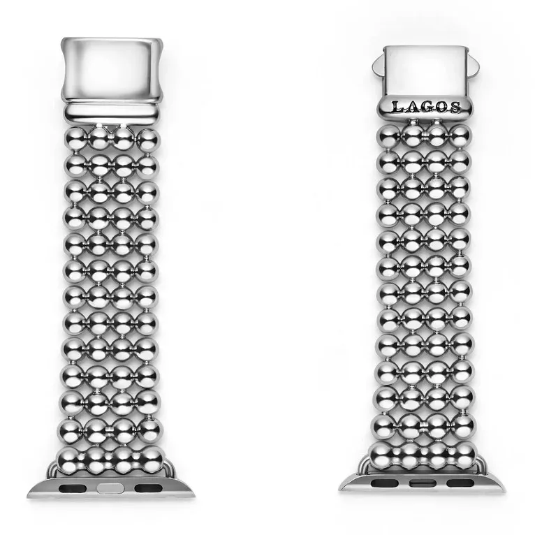 Stainless Steel Infinite Caviar Beaded Watch Bracelet - 38-45mm