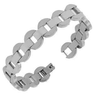 Stainless Steel Silver-Tone Link Chain Mens Womens Bracelet