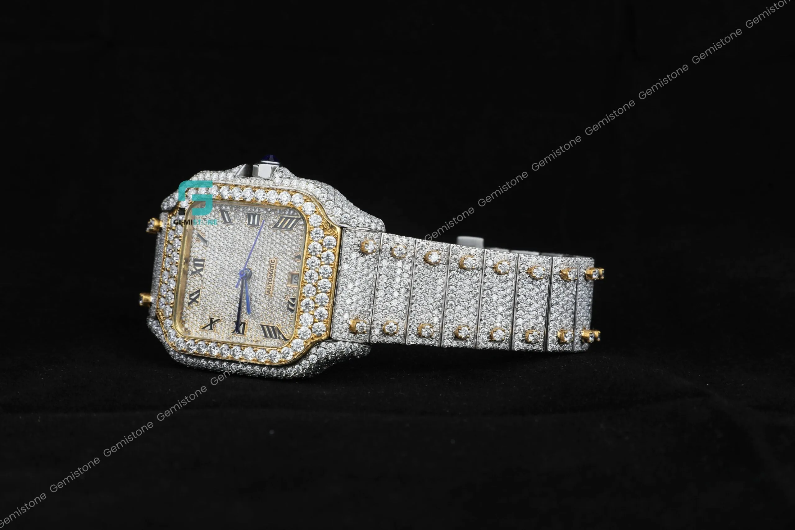 Stainless Steel VVS Fully Bust Down Iced Out Moissanite Watch