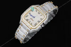 Stainless Steel VVS Fully Bust Down Iced Out Moissanite Watch