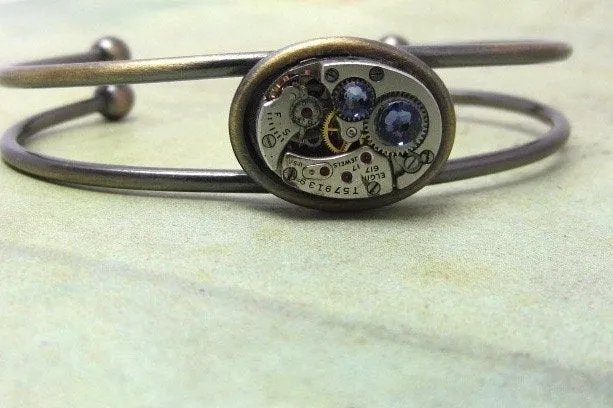 Steampunk Bracelet - In the Works - Steampunk watch parts cuff - bracelet - Repurposed art made by Steampunkjunq - steampunk jewelry