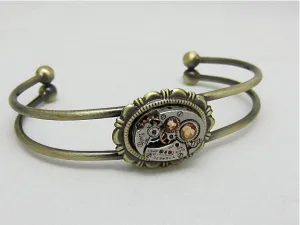 Steampunk Bracelet - In the Works - Steampunk watch parts cuff - bracelet
