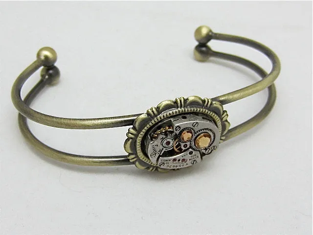 Steampunk Bracelet - In the Works - Steampunk watch parts cuff - bracelet