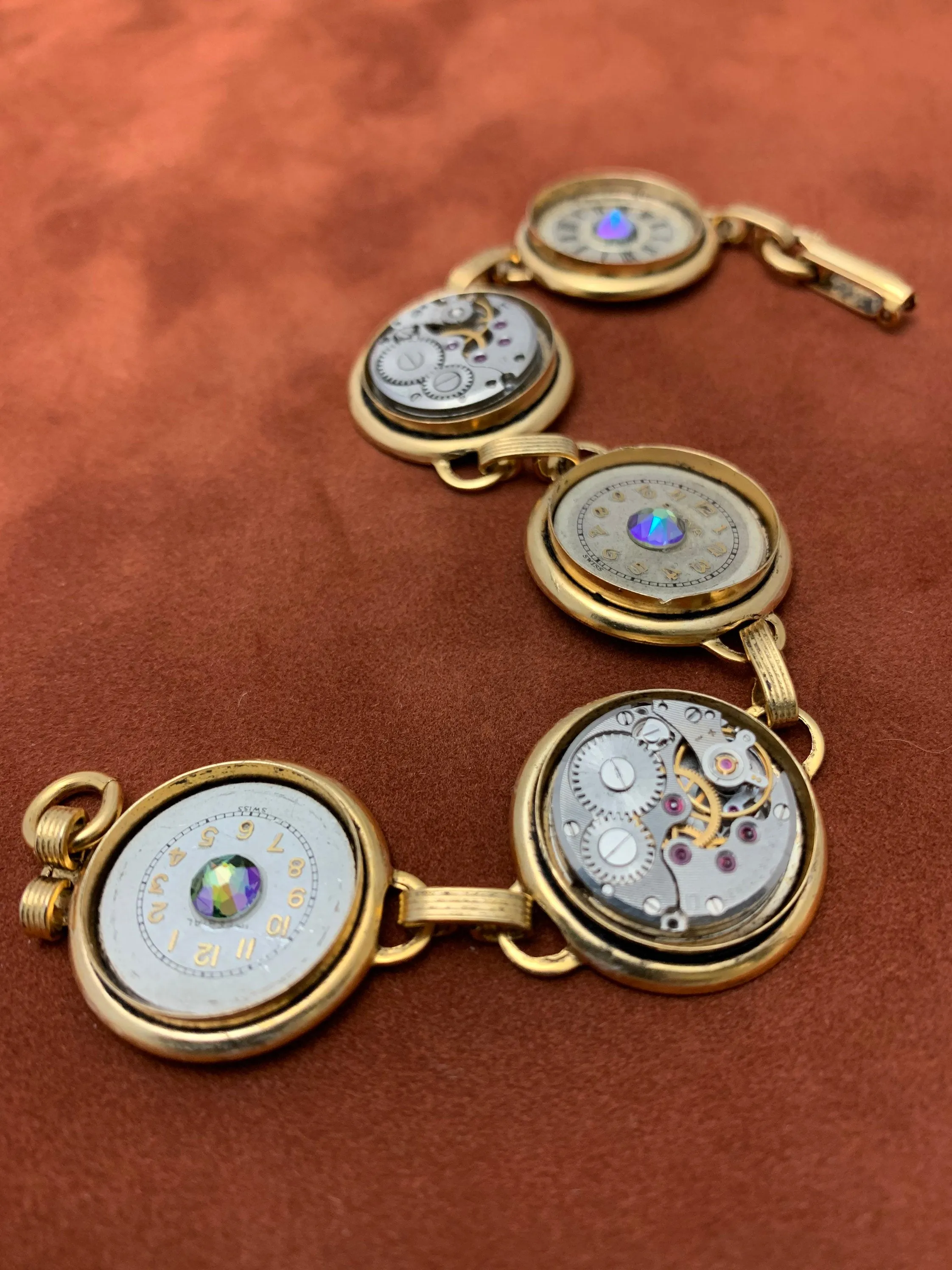 Steampunk Jewelry Bracelet - In the Works - Steampunk watch parts charm bracelet