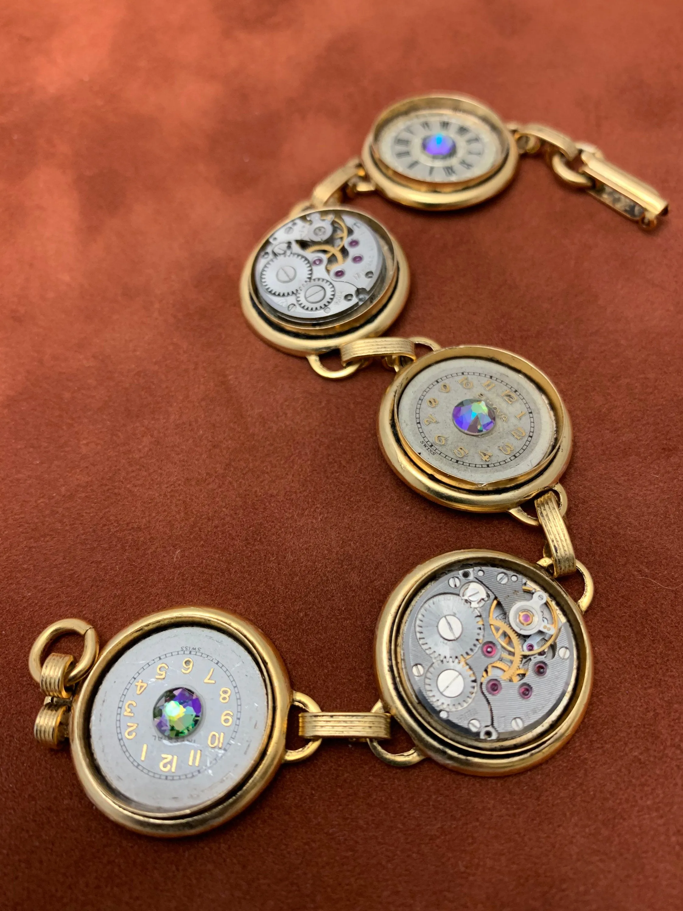 Steampunk Jewelry Bracelet - In the Works - Steampunk watch parts charm bracelet