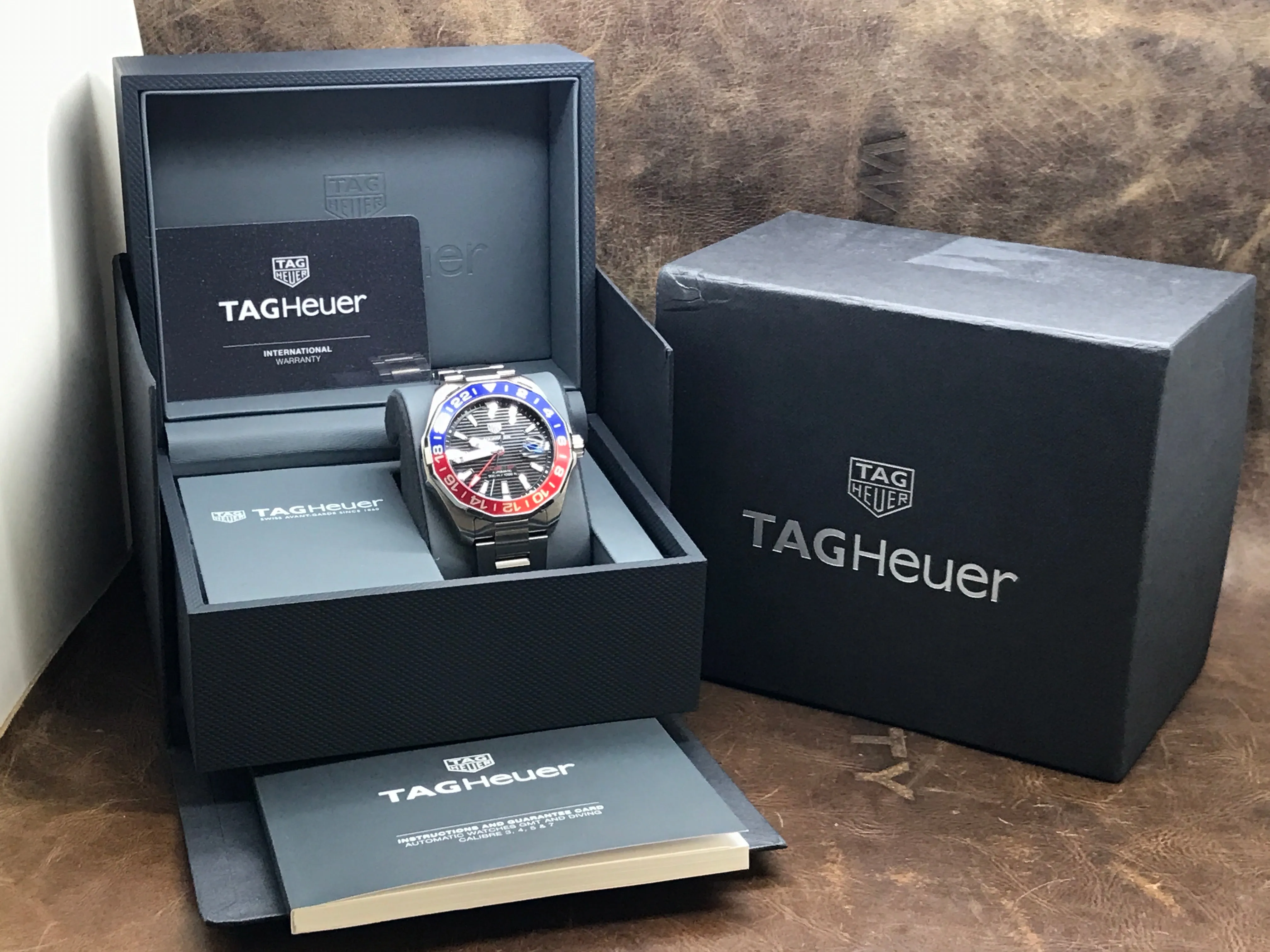 TAG Heuer Aquaracer Pepsi GMT WAY201F.BA0927 Black Dial Automatic Men's Watch