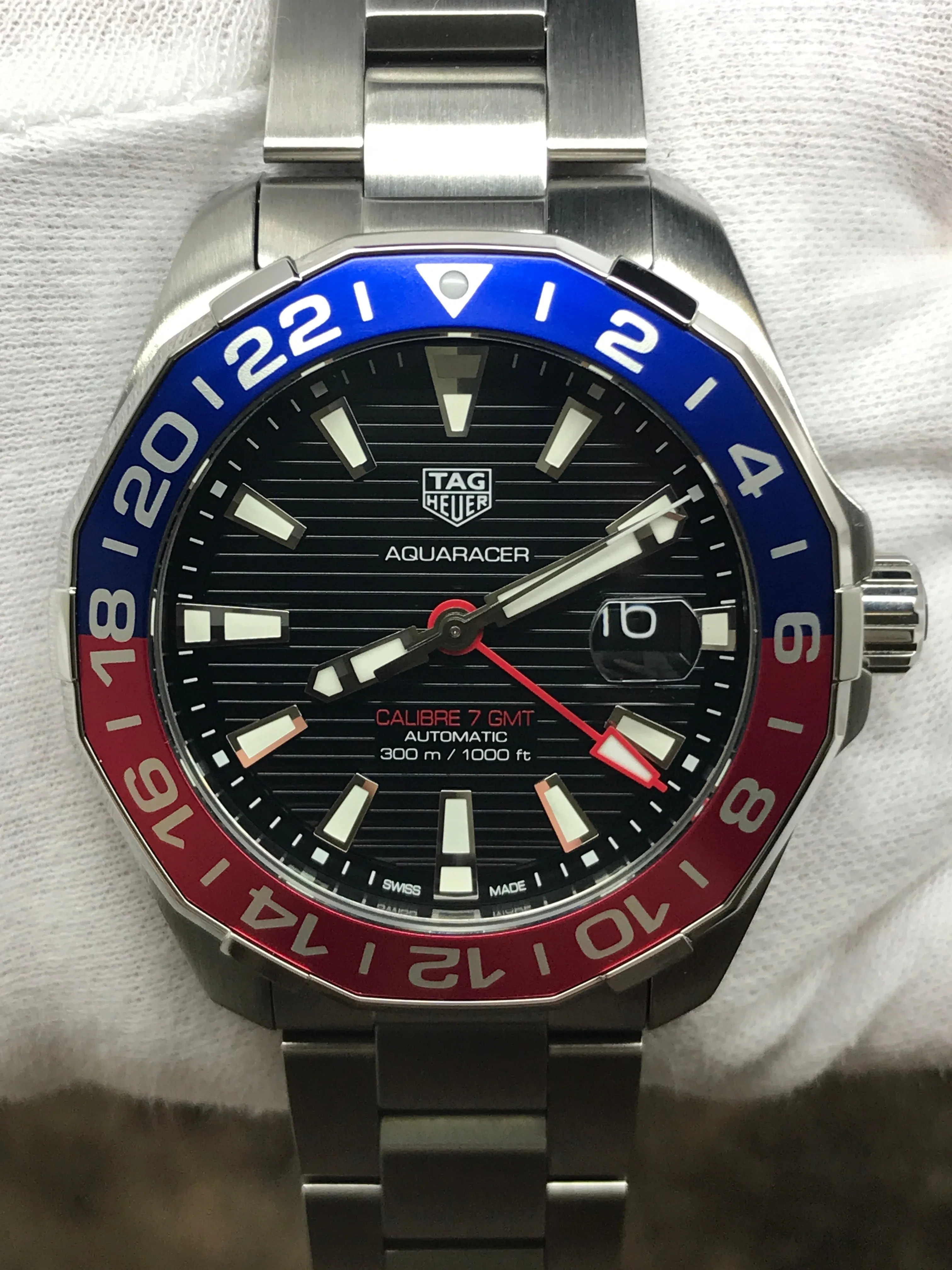 TAG Heuer Aquaracer Pepsi GMT WAY201F.BA0927 Black Dial Automatic Men's Watch
