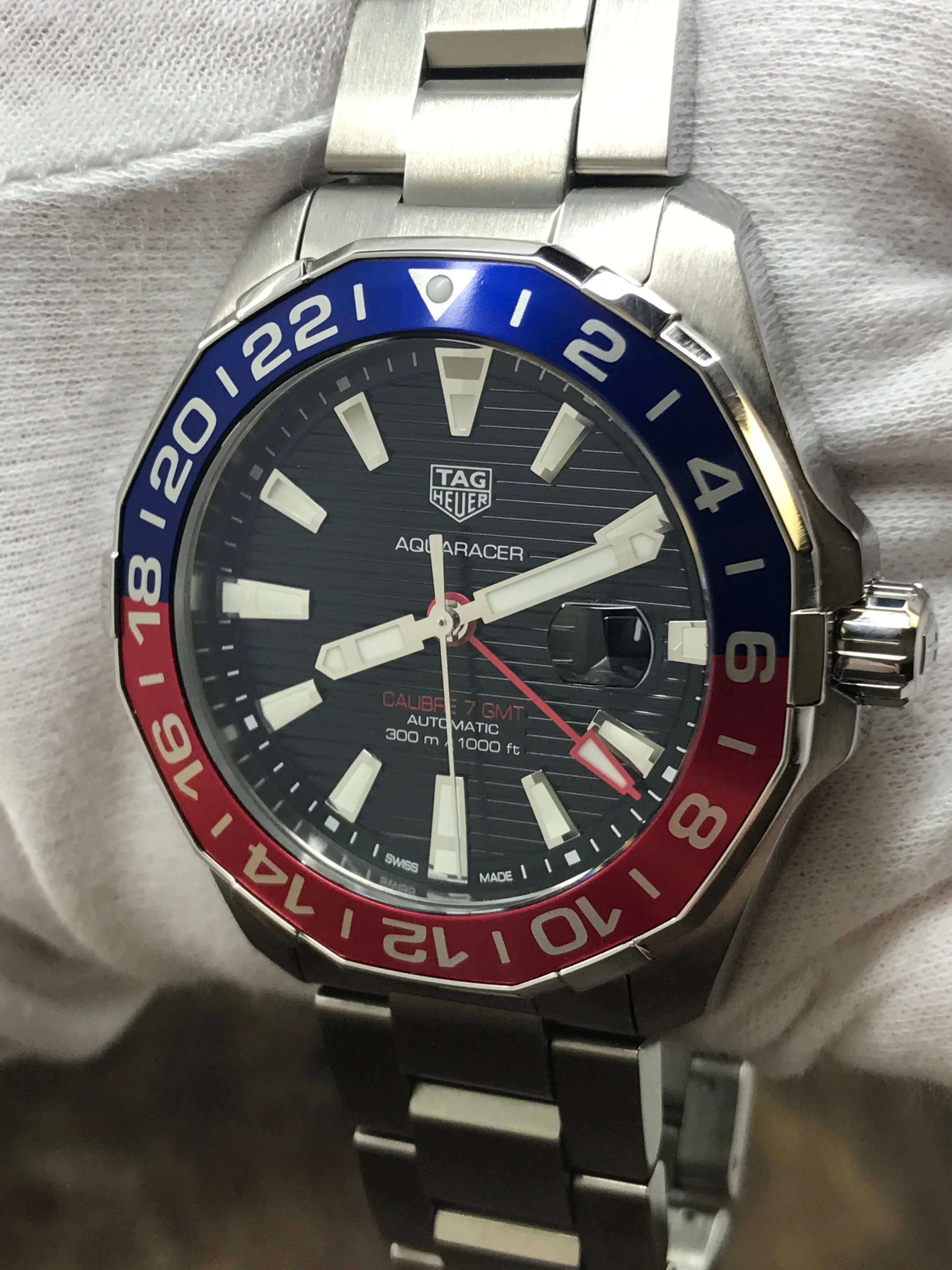 TAG Heuer Aquaracer Pepsi GMT WAY201F.BA0927 Black Dial Automatic Men's Watch