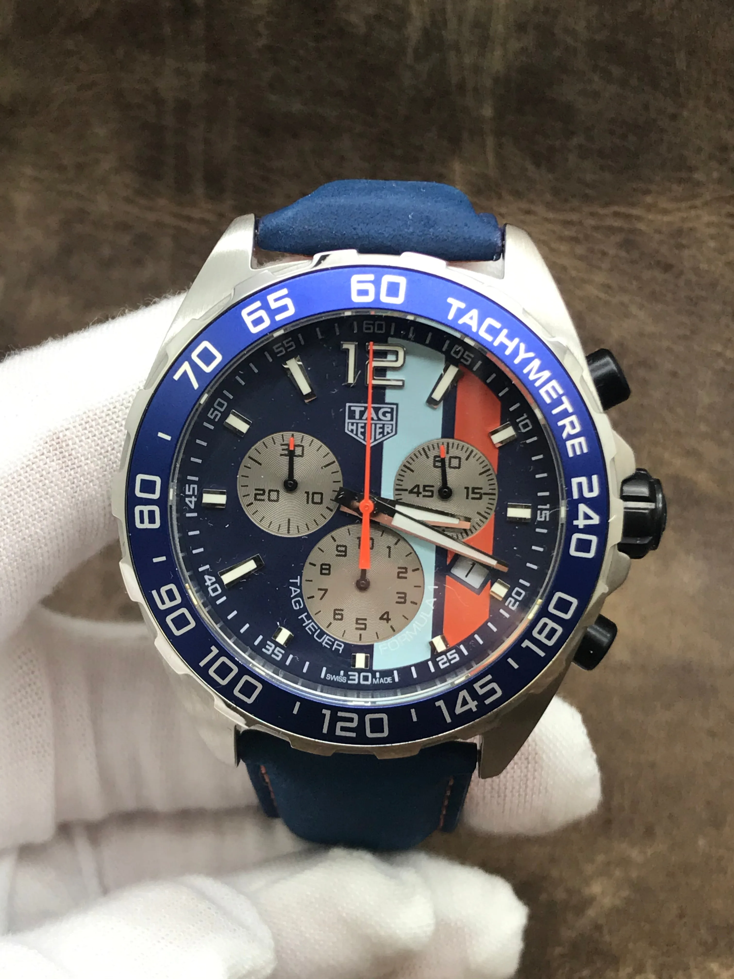 TAG Heuer Formula 1 Gulf Special Edition CAZ101N.FC8243 Blue/Aqua/Orange Dial Quartz Men's Watch