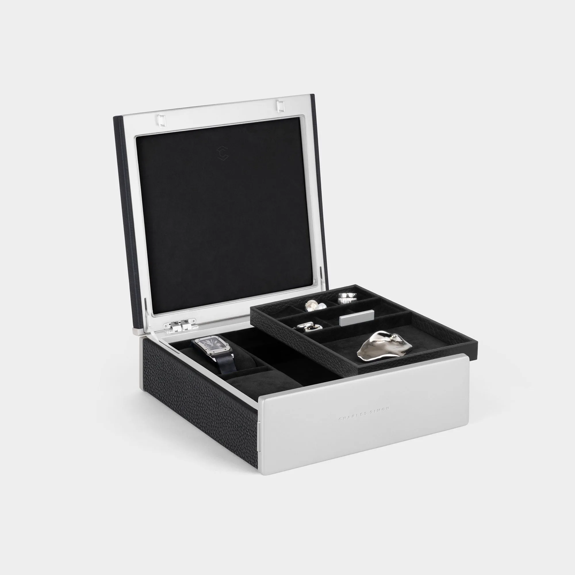 TAYLOR 2 WATCH AND JEWELRY BOX - BLACK / GREY