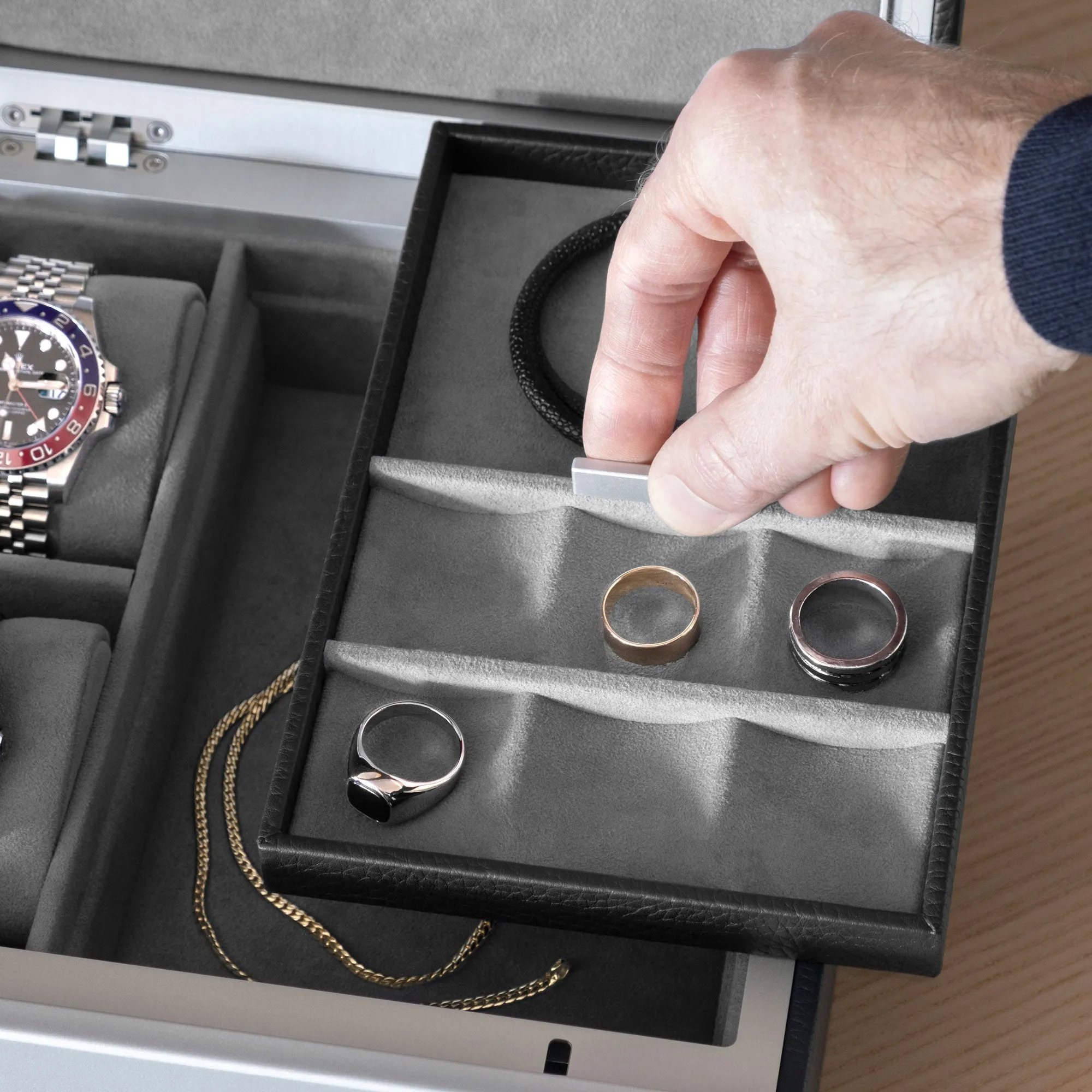 TAYLOR 2 WATCH AND JEWELRY BOX - BLACK / GREY