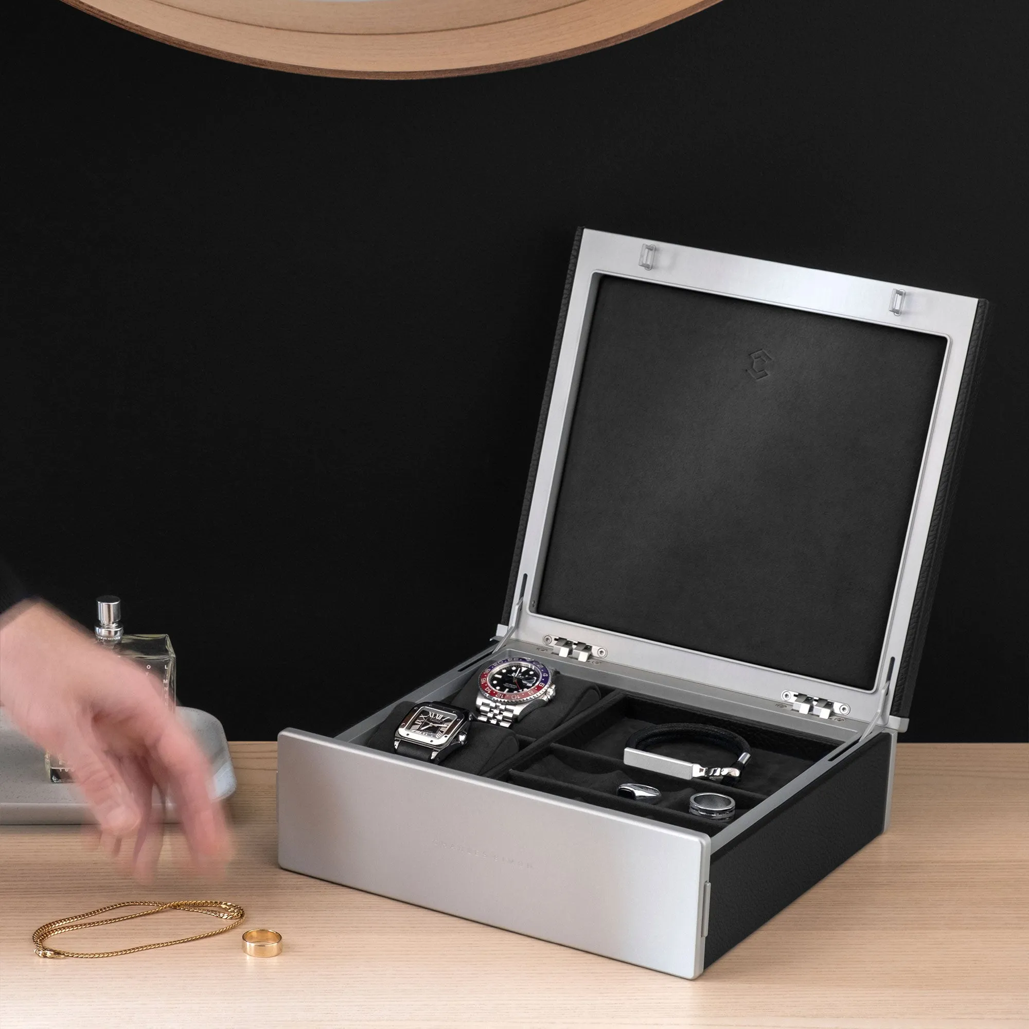 TAYLOR 2 WATCH AND JEWELRY BOX - BLACK / GREY