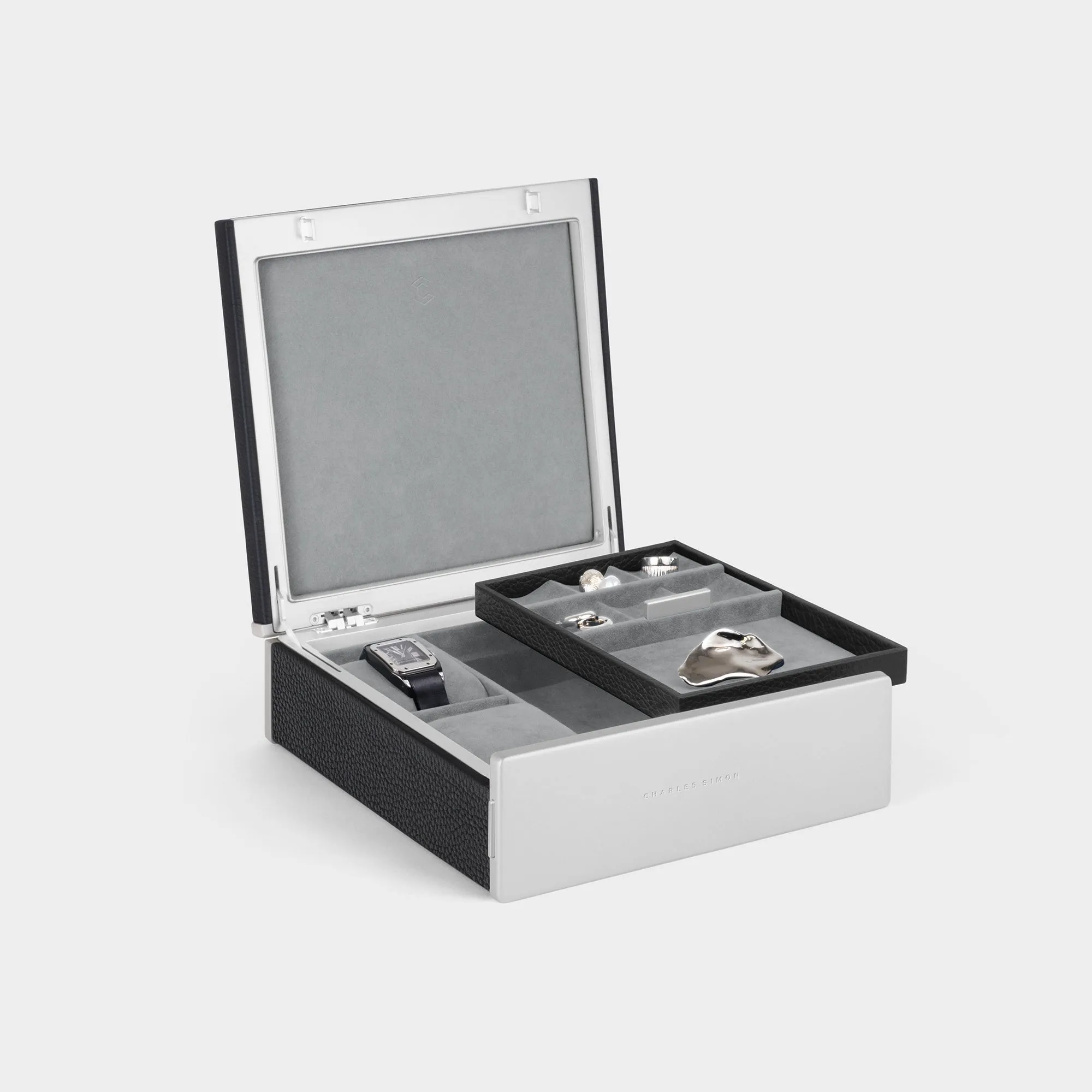 TAYLOR 2 WATCH AND JEWELRY BOX - BLACK / GREY