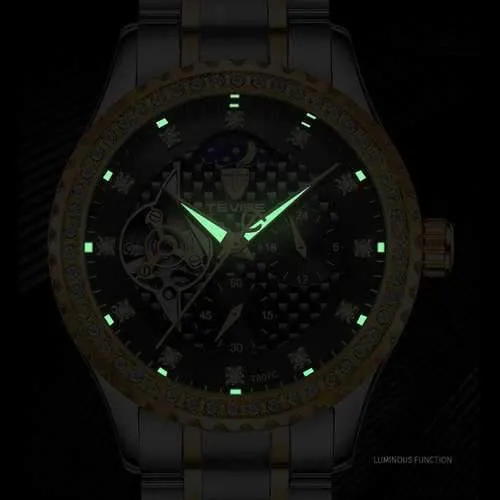 TEVISE T807C Luminous Skeleton Automatic Mechanical Watches