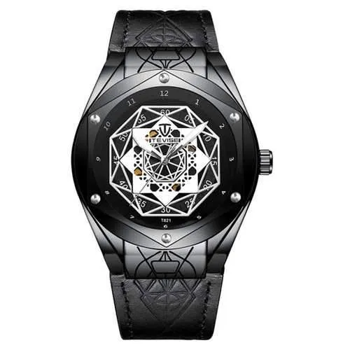 TEVISE T821 Leather Strap Automatic Mechanical Watches