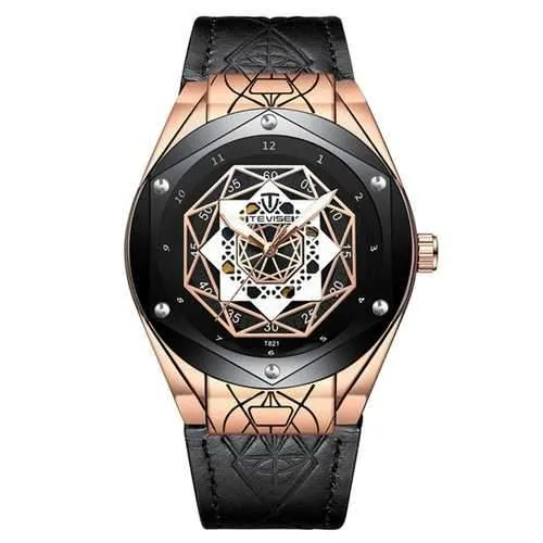 TEVISE T821 Leather Strap Automatic Mechanical Watches