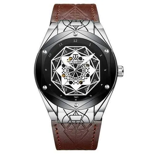 TEVISE T821 Leather Strap Automatic Mechanical Watches
