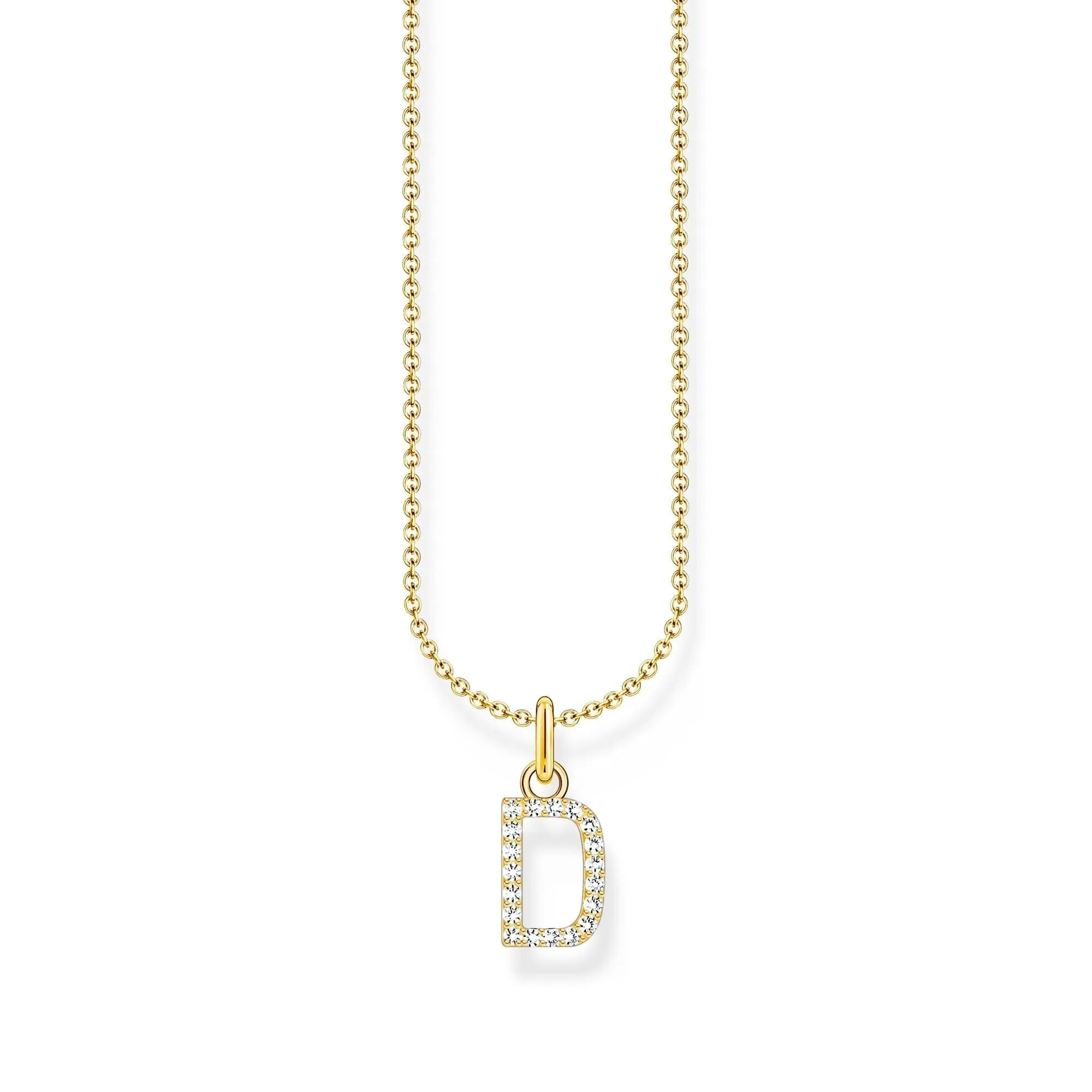 THOMAS SABO Necklace with letter pendant D and white zirconia - gold