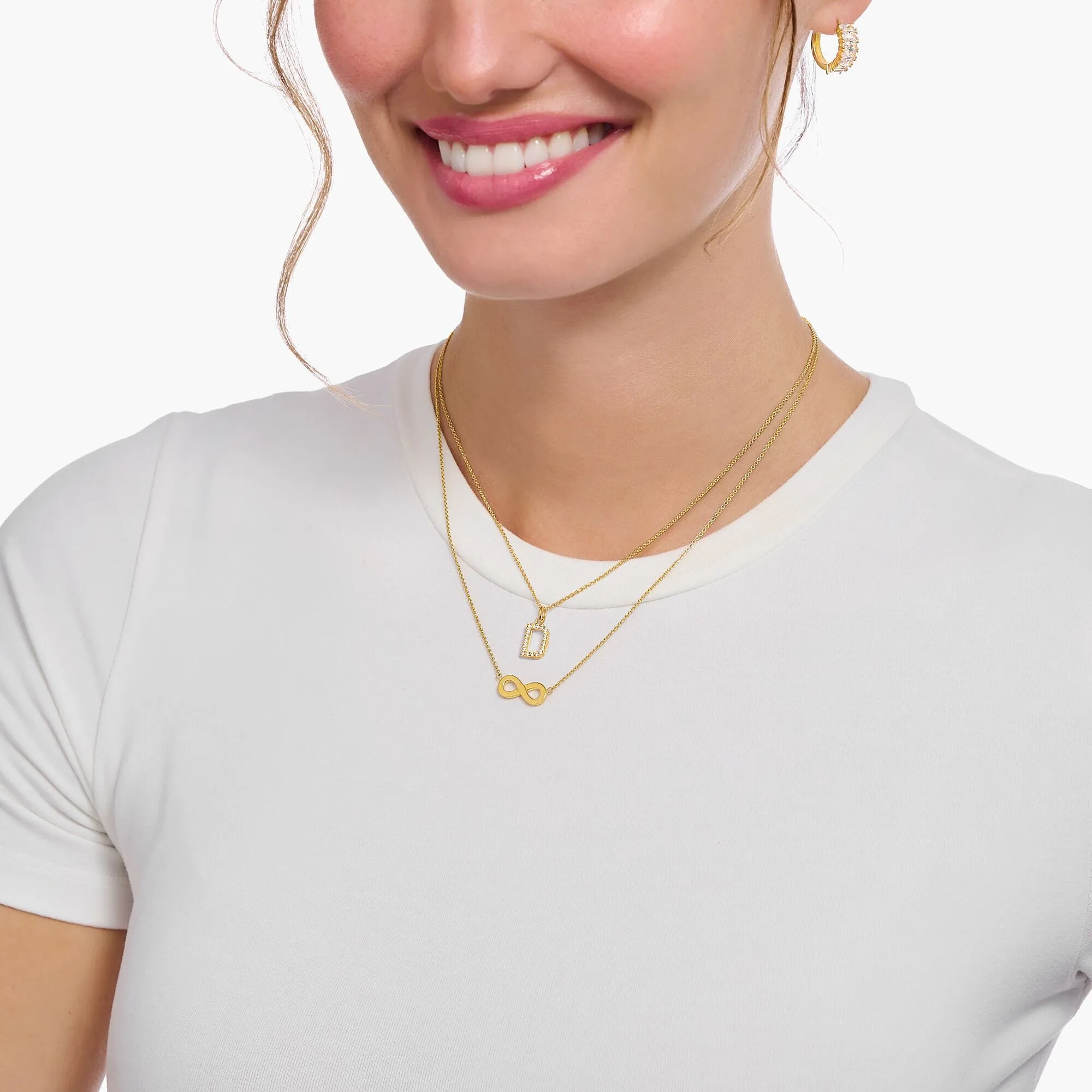 THOMAS SABO Necklace with letter pendant D and white zirconia - gold