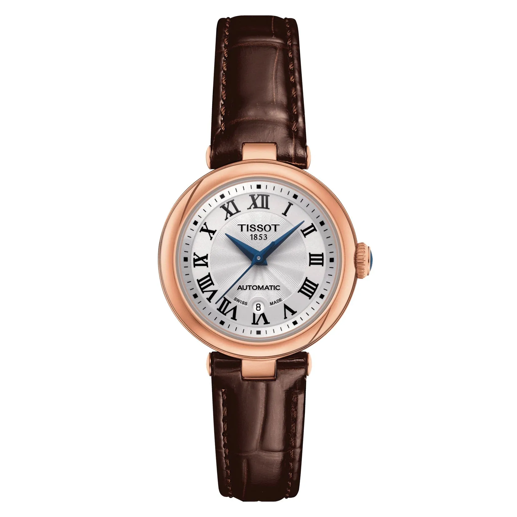 Tissot Bellissima Automatic Ladies Rose Tone Brown Leather Strap Watch