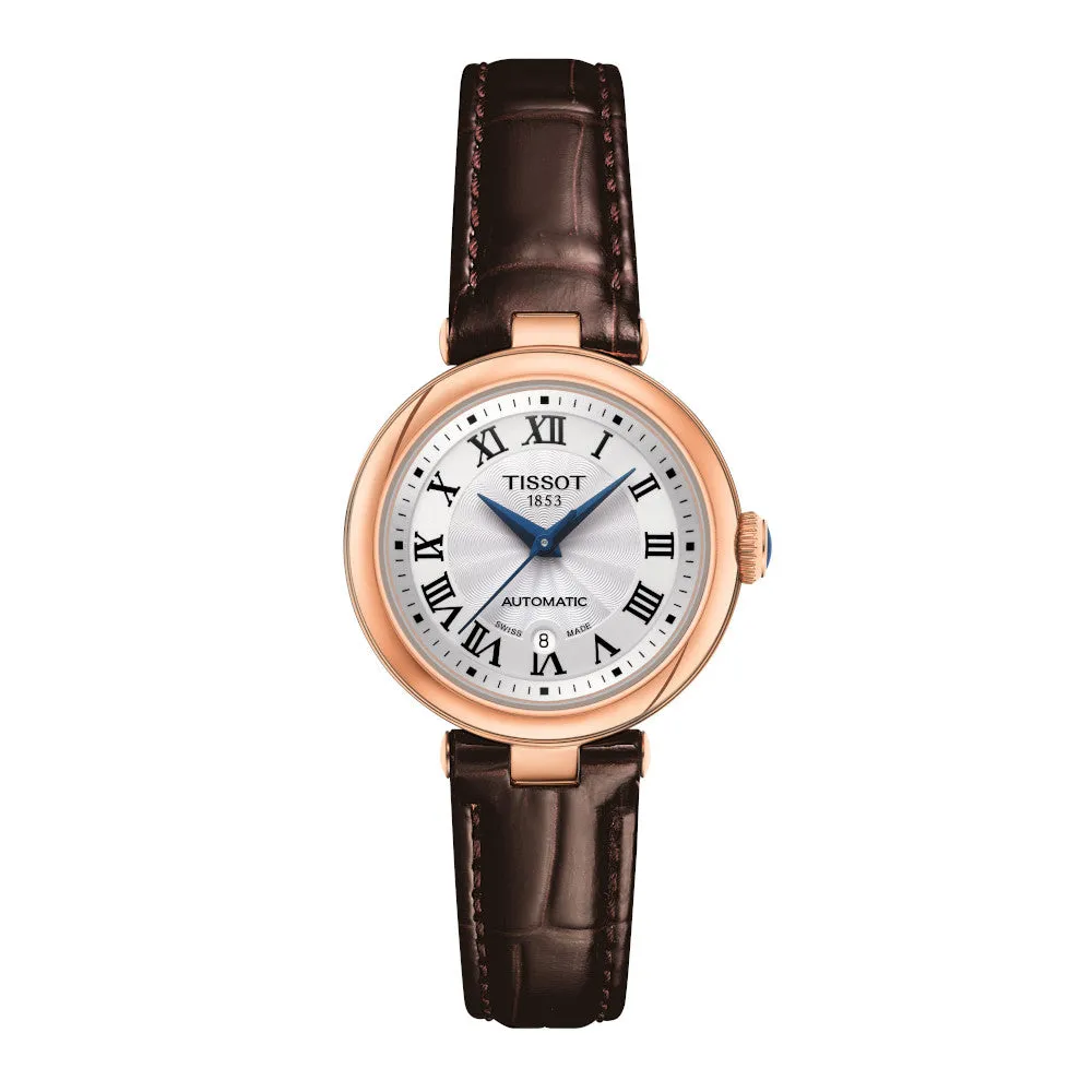 Tissot Bellissima Automatic Ladies Rose Tone Brown Leather Strap Watch