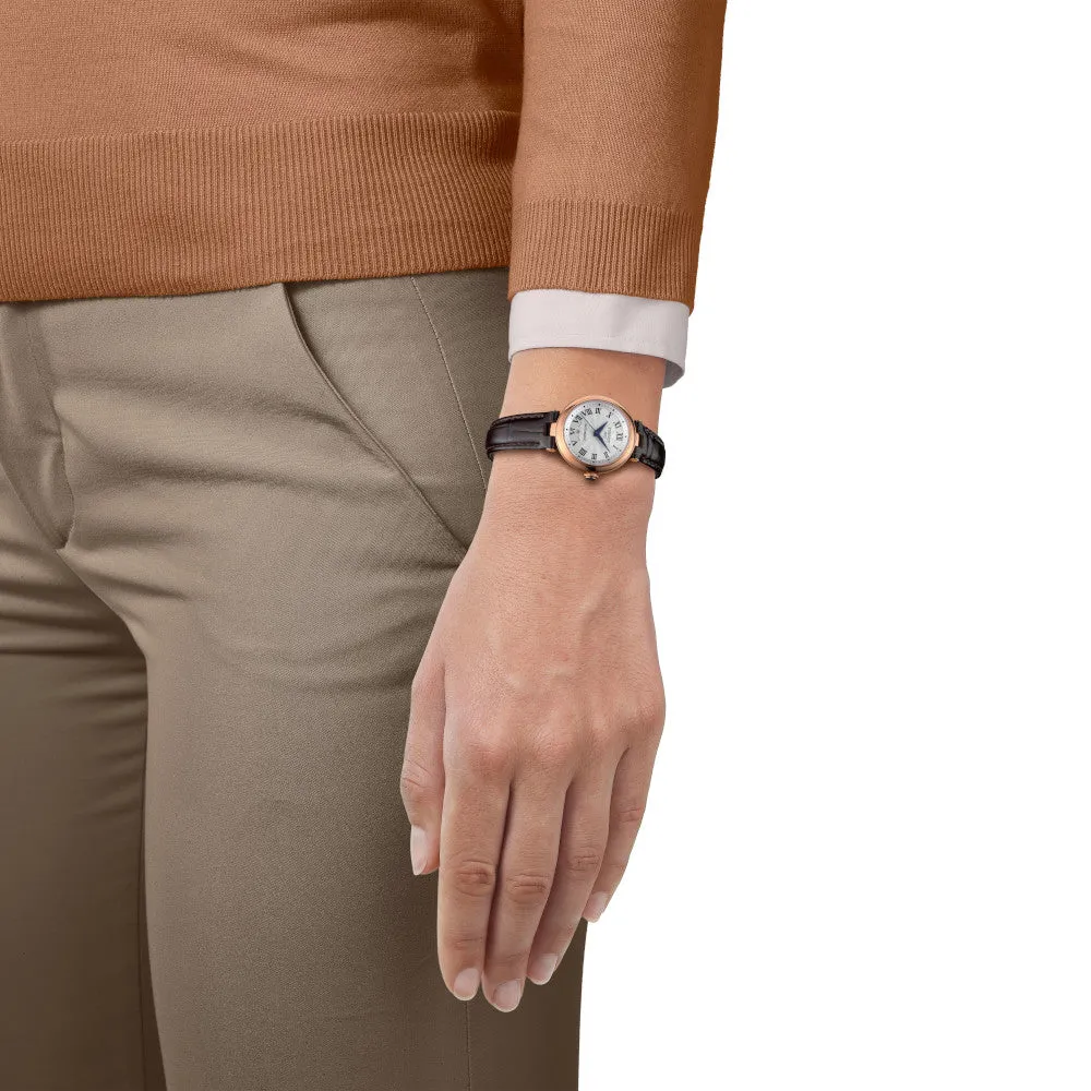 Tissot Bellissima Automatic Ladies Rose Tone Brown Leather Strap Watch