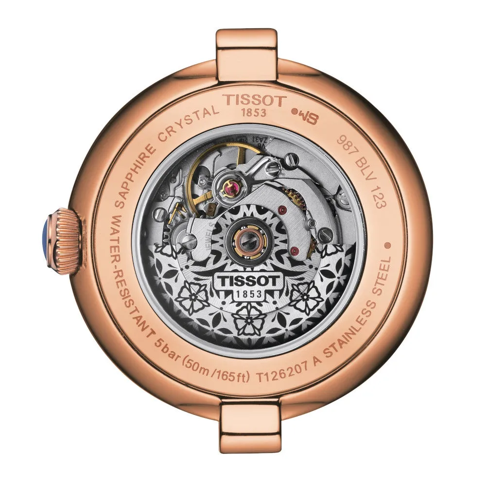 Tissot Bellissima Automatic Ladies Rose Tone Brown Leather Strap Watch
