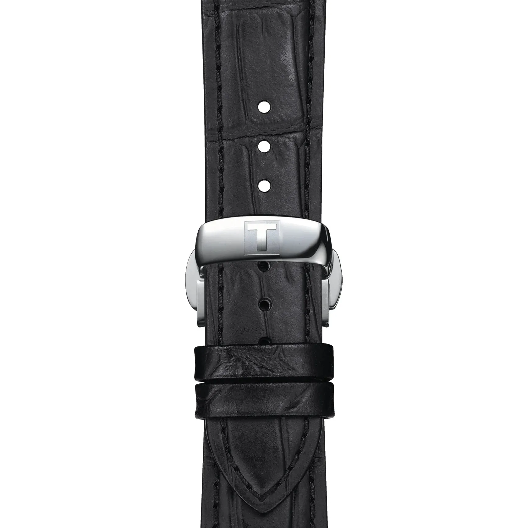 Tissot Gentlement Powermatic 80 Silicium Men's Silver Tone Black Leather Strap Watch