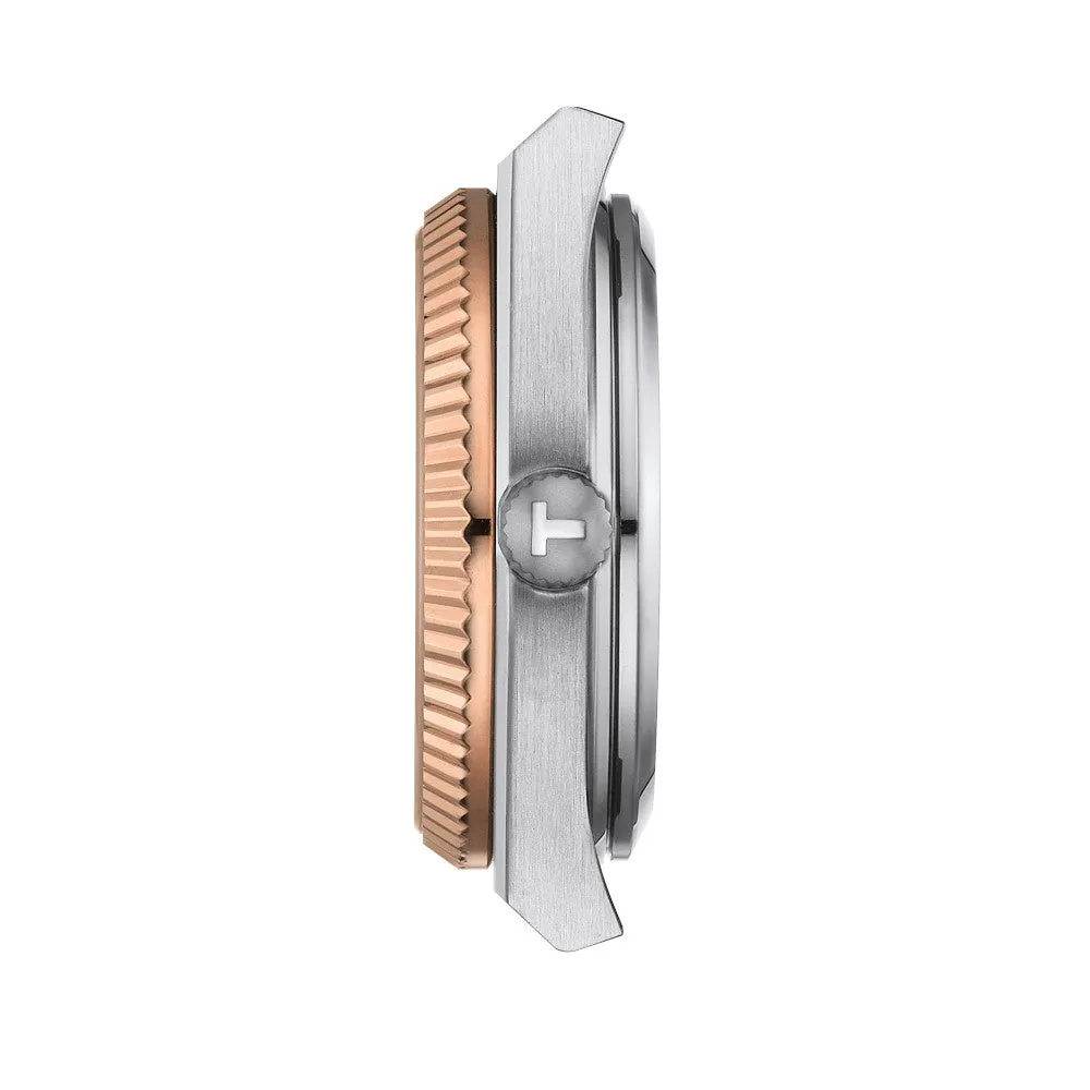 Tissot PRX (35mm) Powermatic 80 Ladies Stainless Steel and 18K Rose Gold Bezel Watch