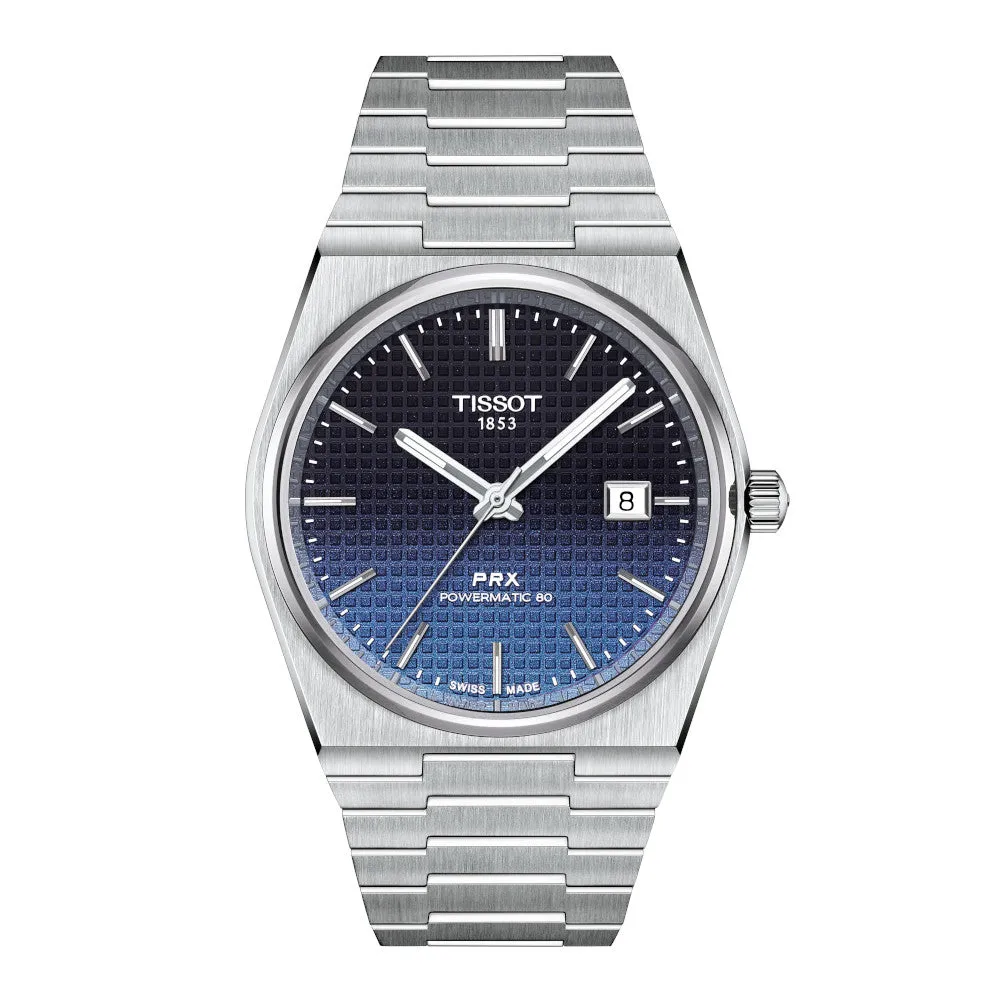 Tissot PRX Powermatic 80 Mens Stainless Steel Dark Blue Gradient Dial Watch