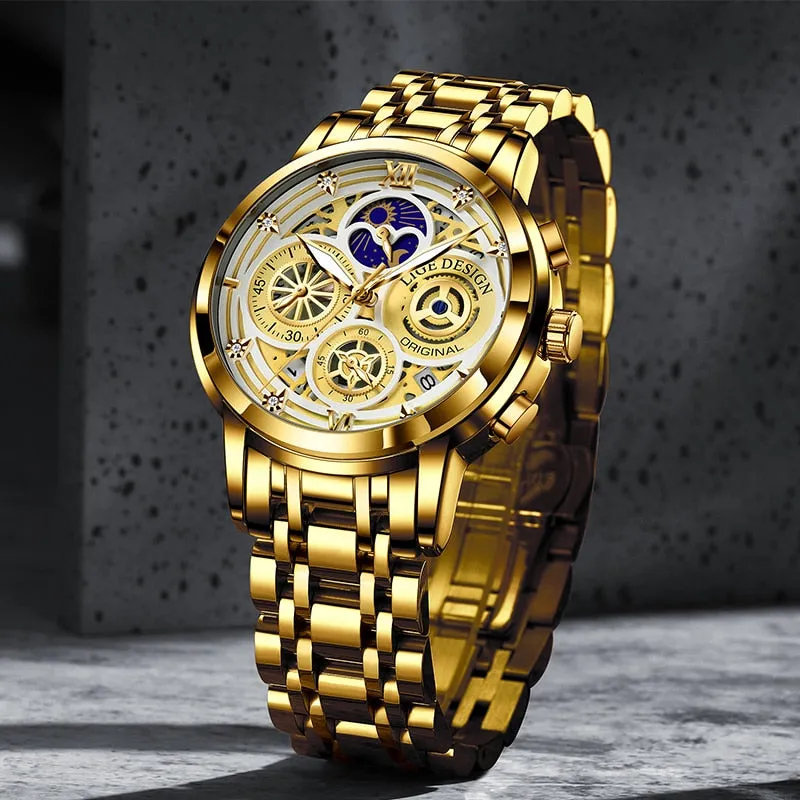 Trendy Women Gold Watch Ladies Bracelet Clock  Bridal Jewelry