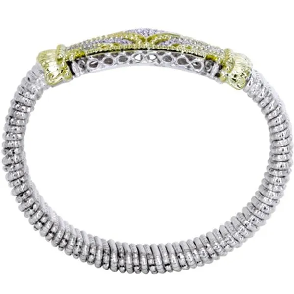 Vahan Sterling Silver & 14K Yellow Gold 12MM Diamond Bangle Bracelet