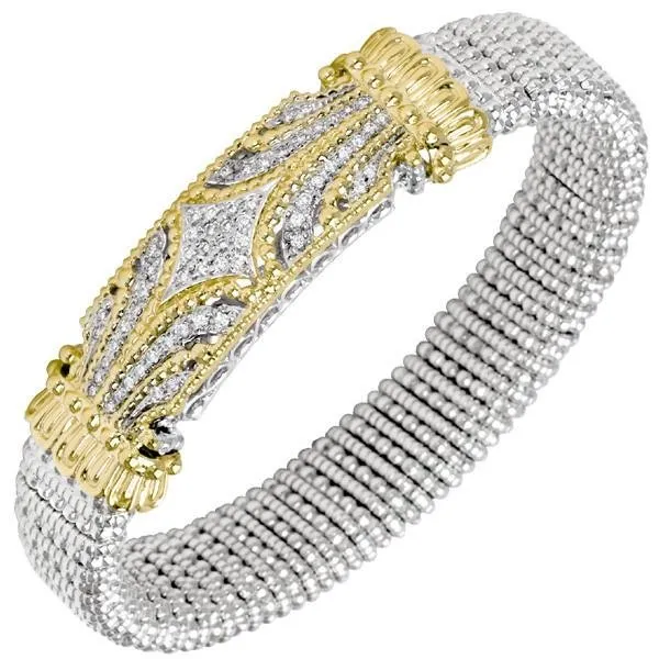 Vahan Sterling Silver & 14K Yellow Gold 12MM Diamond Bangle Bracelet