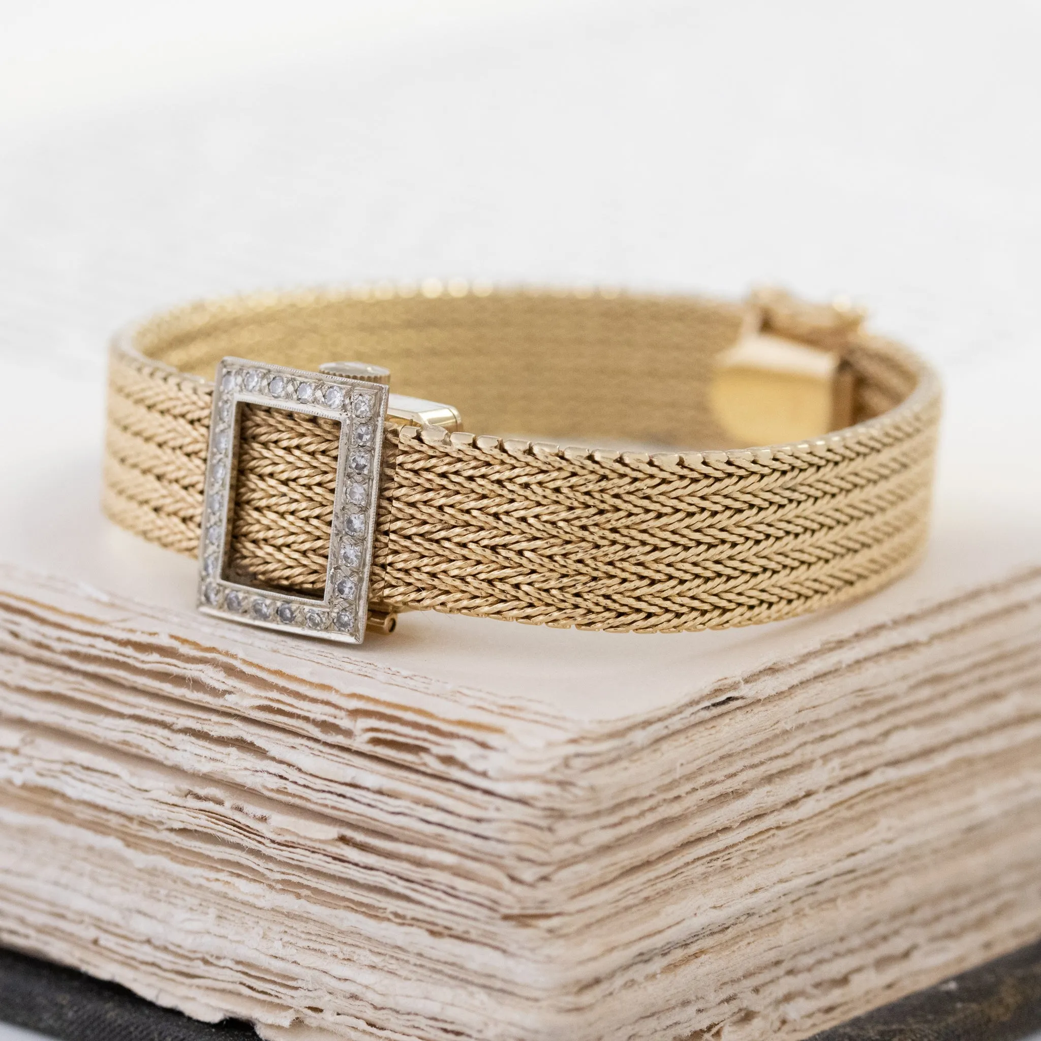 Vintage Diamond Mesh Bracelet Watch by Omega