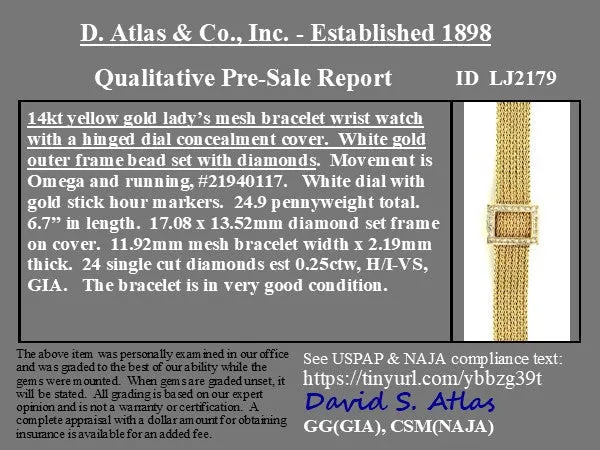 Vintage Diamond Mesh Bracelet Watch by Omega