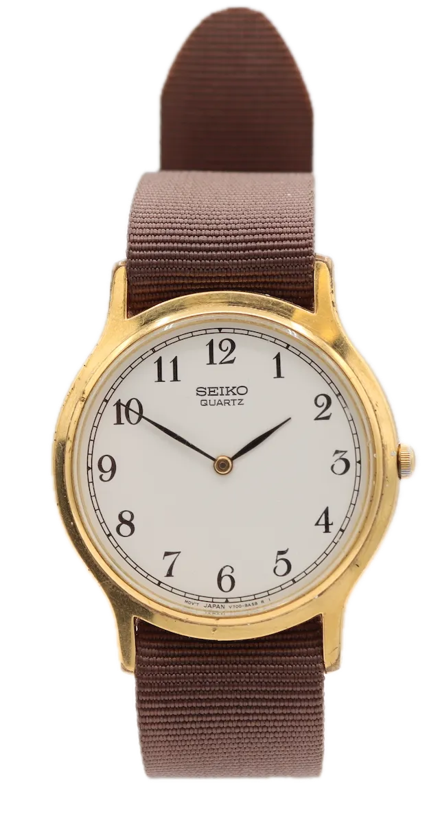 Vintage Seiko V700-8A10 Slim Dressy Men's Quartz Wristwatch Japan Gold Tone