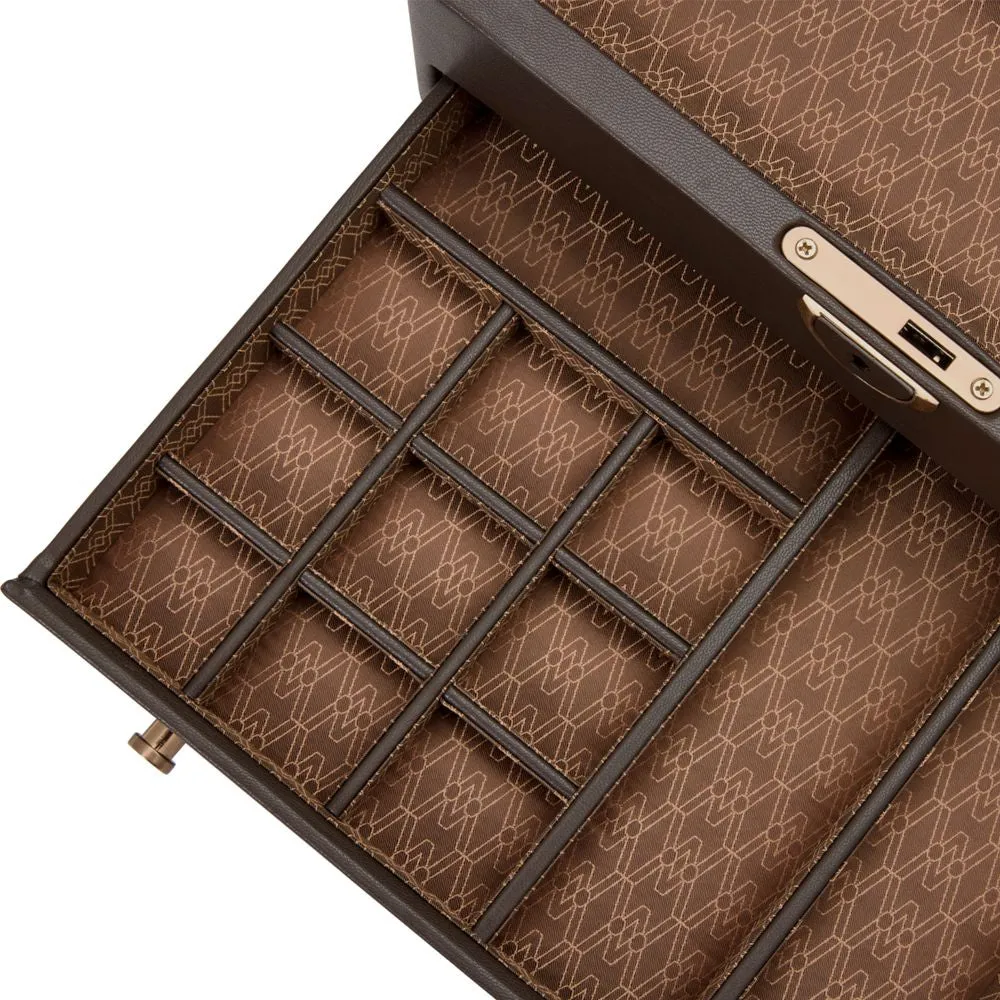 Wolf Designs Earth Watch Stand Box in Coffee