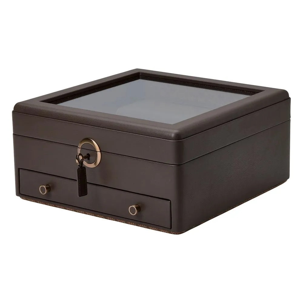 Wolf Designs Earth Watch Stand Box in Coffee