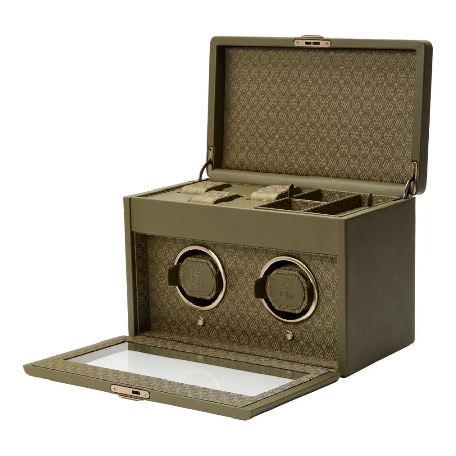 Wolf Earth Double Watch Winder - Olive Green