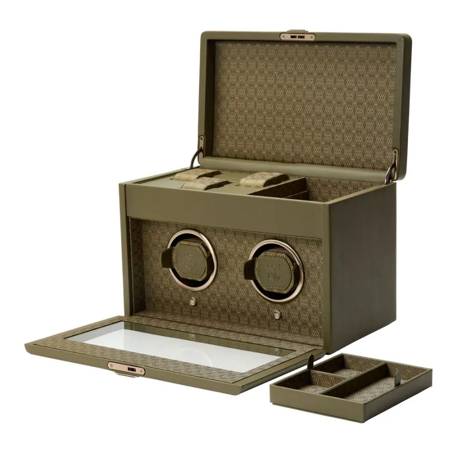 Wolf Earth Double Watch Winder - Olive Green