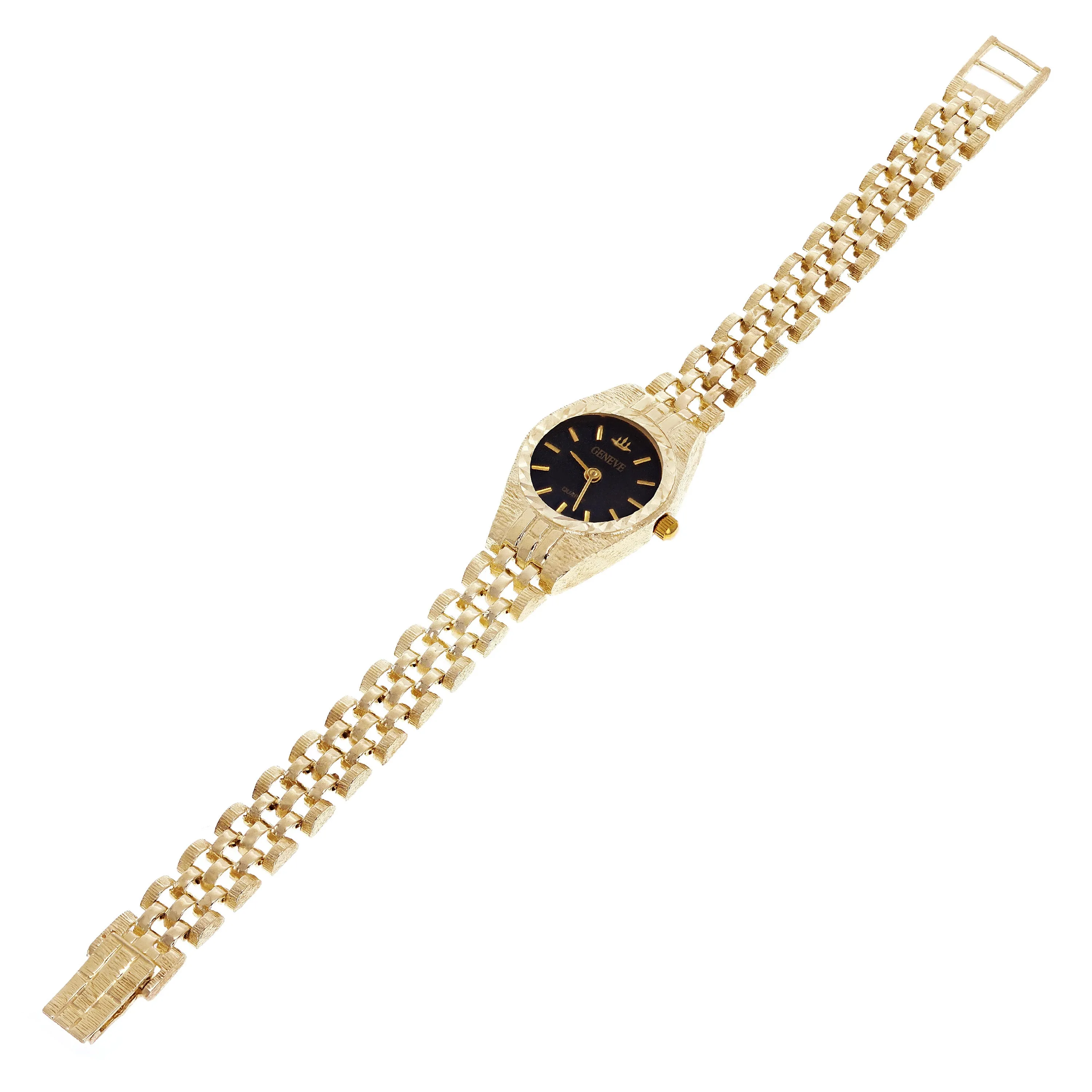 Women's 10k Yellow Gold Watch Link Geneve Wrist Watch 6.5-7.5" 9.3mm