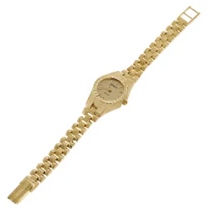 Women's 10k Yellow Gold Watch Link Wrist Watch Geneve with Diamond 6.5"-7" 23g