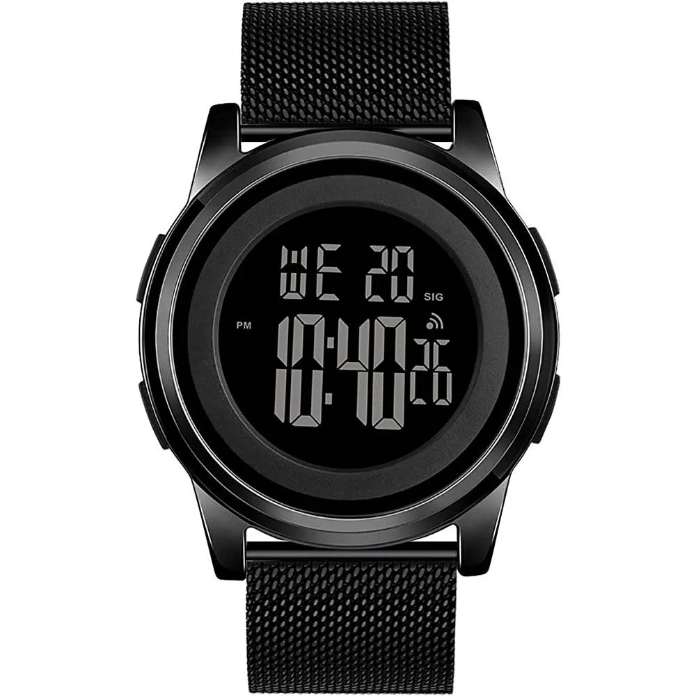 YUINK Mens Watch Ultra-Thin Digital Sports Watch Waterproof Stainless Steel Fashion Wrist Watch for Men Women