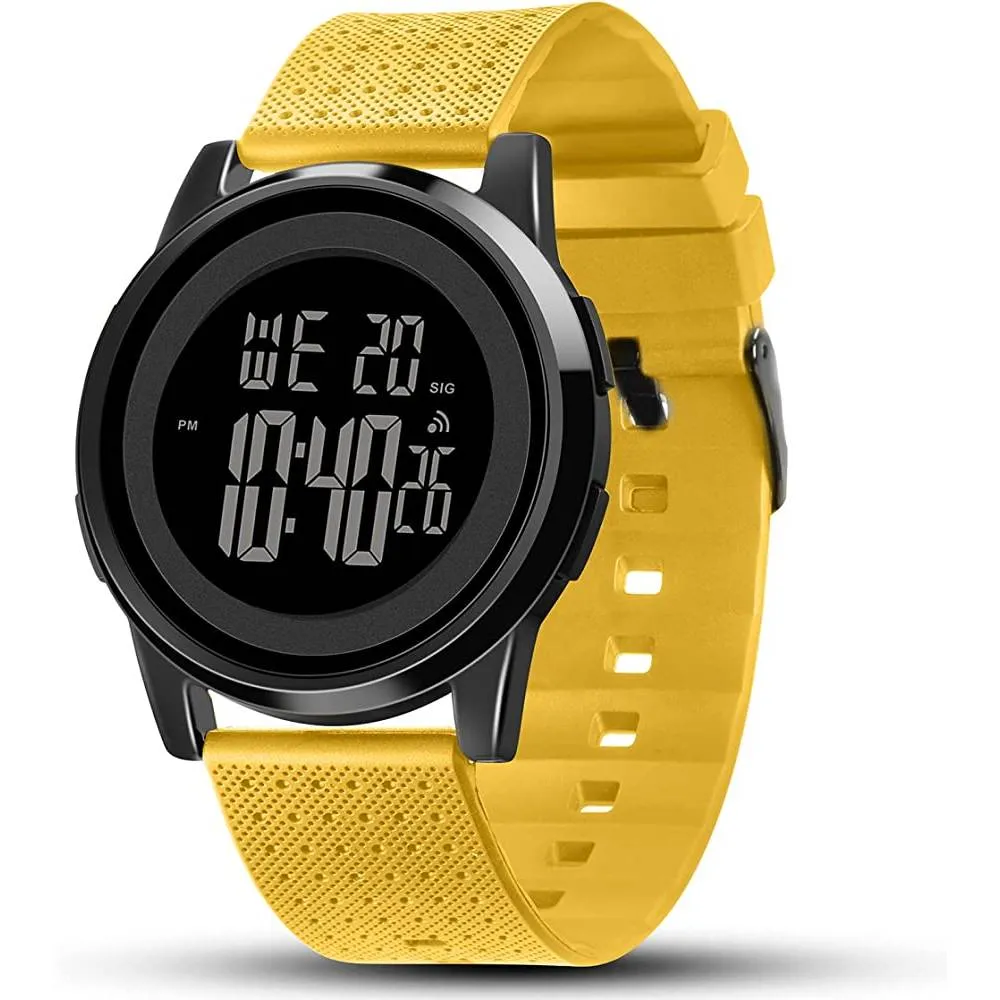 YUINK Mens Watch Ultra-Thin Digital Sports Watch Waterproof Stainless Steel Fashion Wrist Watch for Men Women