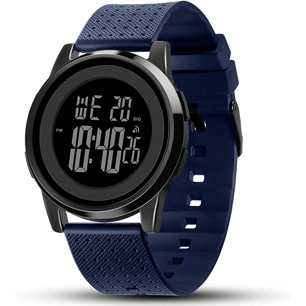 YUINK Mens Watch Ultra-Thin Digital Sports Watch Waterproof Stainless Steel Fashion Wrist Watch for Men Women